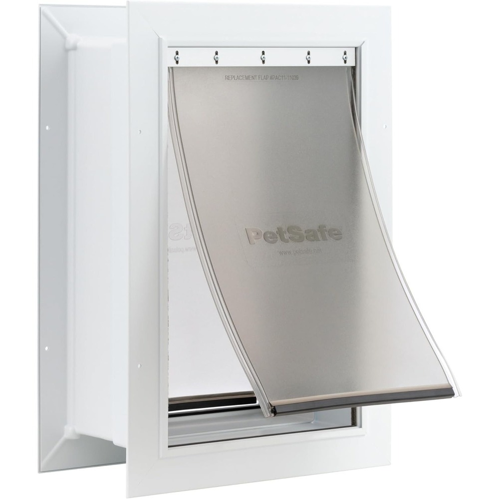PetSafe Never Rust Wall Entry Pet Door Medium 40lb Dog Telescoping Tunnel White